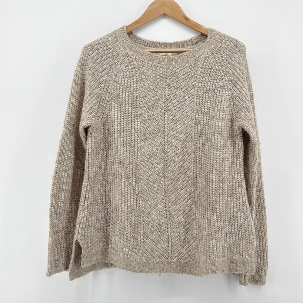 FatFace Womens Mohair Bland Sweater Beige Chevron Pattern Long Sleeve Size 8‎